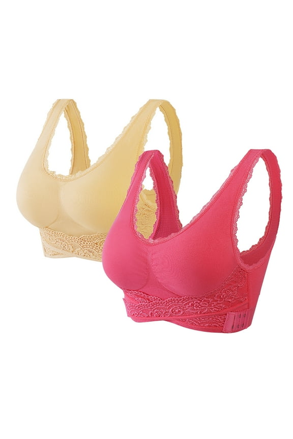2PC Seamless Cross Front Side Buckle Lace Comfortable Bras For Women Low-Support Yoga Bra with Removable Pads