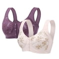 thumbnail image 1 of GERsome 2PCS Bras for Older Women Comfortable Convenient Front Closure Button Bras for Older Comfort Wireless Bras for Women Plus Size Full Coverage No Underwire Bra Assorted Color, 1 of 2