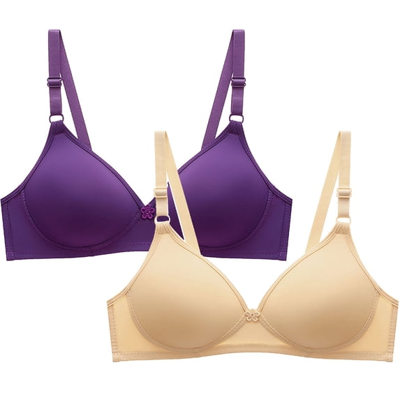 GERsome 2pcs Womens Wireless Comfortable Bra Seamless Bras No Underwire Push Up Deep V Neck Bralettes with Support Size M