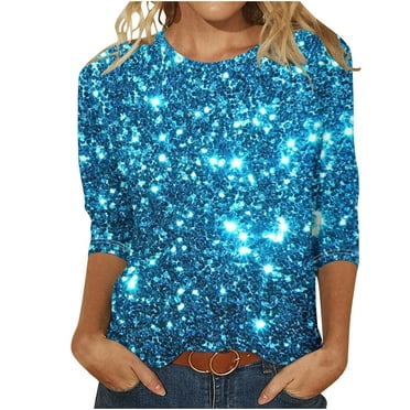 GERsome 3/4 Length Sleeve Shirts for Womens Casual Loose Fit Crewneck T Shirts Color Block Comfy Cute T Shirts
