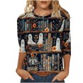 GERsome 3/4 Sleeve Halloween Theme Tshirts Thanksgiving Fall TShirts
