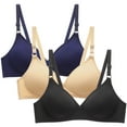 thumbnail image 1 of GERsome 3 Pack Deep V Wireless Bras for Women No Underwire Push Up Seamless Padded Comfort Bra Supportive Wirefree Bralette Size XL, 1 of 5