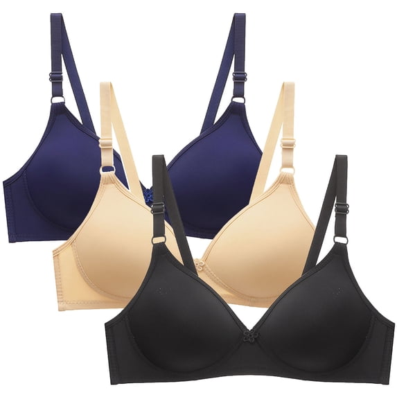 GERsome 3 Pack Deep V Wireless Bras for Women No Underwire Push Up Seamless Padded Comfort Bra Supportive Wirefree Bralette Size XL