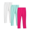 thumbnail image 1 of GERsome 3 Pack Girl's Leggings High Waisted Cotton Tights Pants Toddler Kids Yoga Pants Solid Color Full Length Bottoms White Mint Green Hot Pink, 1 of 9