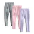 thumbnail image 1 of GERsome 3 Pack Girls Leggings, 2-13 Years, Ankle Length Cotton Comfortable Footless Tights Pants for Kids Girls Gray Pink Purple, 1 of 9