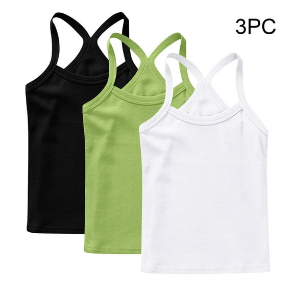 GERsome 3 Pack Girls Tank Tops Toddler Kids Cotton Undershirts Sleeveless Summer T Shirts Soft Round Neck Tank Tops, Sizes 3-4 Years