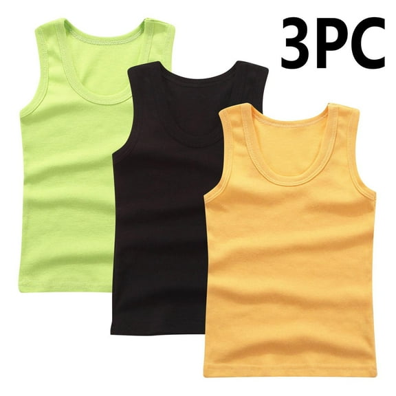 GERsome 3 Pack Girls and Boys' Tank Undershirt Sleeveless Tank Tops Assorted Colors Round Neck Cotton Tank Tops, Sizes 2-14 Years