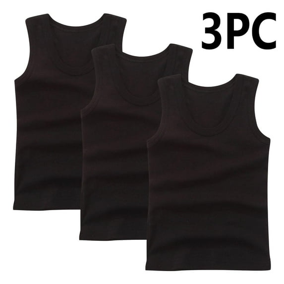 GERsome 3-Pack Girls and Boys' Tank Undershirts Sleeveless Tank Tops Solid Color Round Neck Cotton Tank Tops, Sizes 2-14 Years