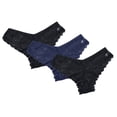 thumbnail image 1 of GERsome 3 Pack Lace Thongs for Women Low Rise Thongs Cheeky Panties Breathable Underwear Womens No Show Seamless Soft Underwear S-2XL, 1 of 2