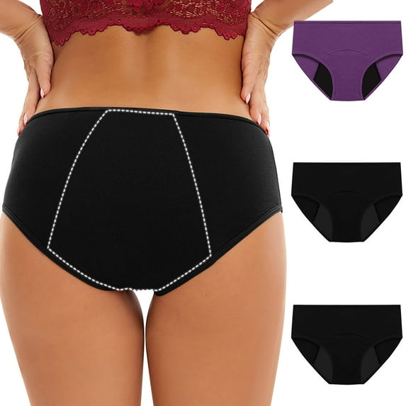 GERsome 3 Pack Menstrual Period Underwear Womens Leakproof Panties Postpartum Menstrual Hipster Briefs S-5XL