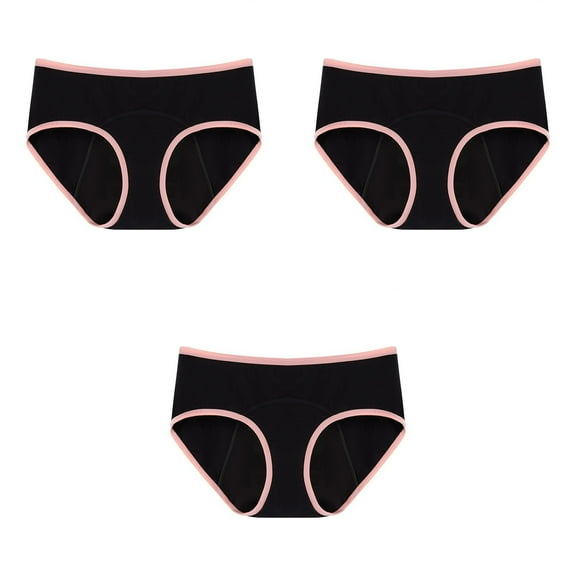 GERsome 3 Pack Women's Period Underwear Heavy Flow Leak Proof Cotton Panties Postpartum Menstrual Mid-Rise Briefs Teens XS-5XL