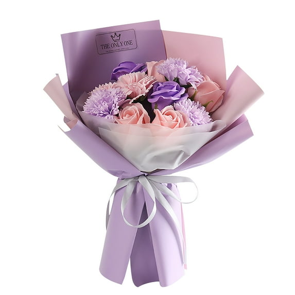 GERsome 33cm Artificial Cloth Purple Roses Valentine’s Day Bouquet (11 Count)