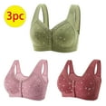 thumbnail image 1 of GERsome 3PCS Women's Front Closure Bras Posture Full Coverage Plus Size No Underwire Support Plunge Seamless Bra 3PCS#Green/Hot Pink/Wine S, 1 of 9