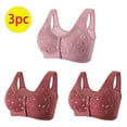 thumbnail image 1 of GERsome 3Pcs Assorted Color Everyday Bra Women's Plus Size Convenient Front Closure No Underwire Full Coverage Bras Comfort Wide Strap Sleep Bra for Women 3PCS#2Wine/Hot Pink XXXL, 1 of 9