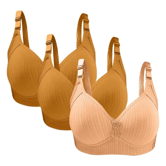 GERsome 3pcs Women's Plus Size Full Coverage Non Padded Wireless C Cup Bra Comfortable Everyday Bra Multi Color Available