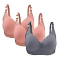 thumbnail image 1 of GERsome 3pcs Women's Plus Size Full Coverage Non Padded Wireless C Cup Bra Comfortable Everyday Bra Multi Color Available, 1 of 3