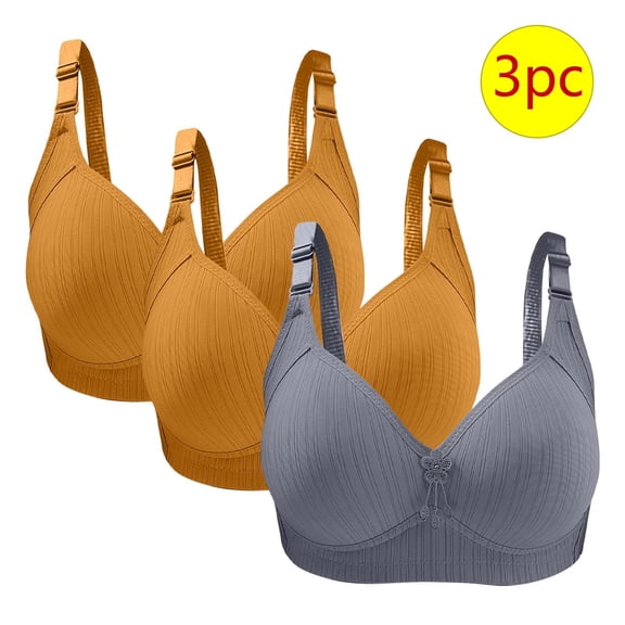 GERsome 3pcs Women's Plus Size Full Coverage Non Padded Wireless C Cup Bra Comfortable Everyday Bra Multi Color Available