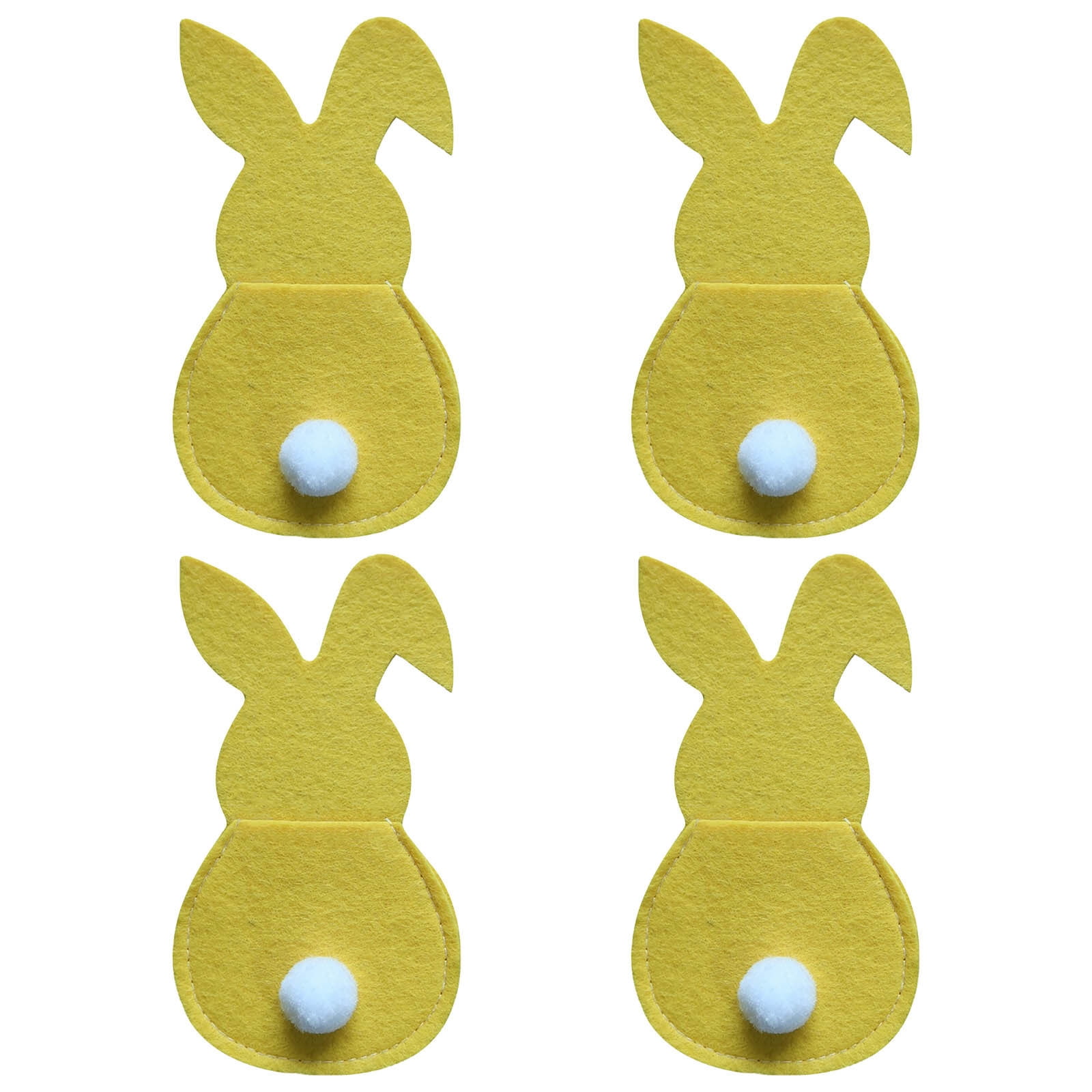 6-Pack Easter Bunny Felt Utensil Holders - Rabbit Shaped Cutlery Sleeves For Table Decor, Party Supplies