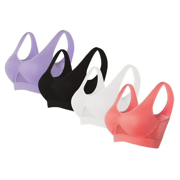 GERsome 4 Pack Sports Bras for Women Seamless Support Bra for Yoga Gym Workout Fitness, Sizes S-5XL