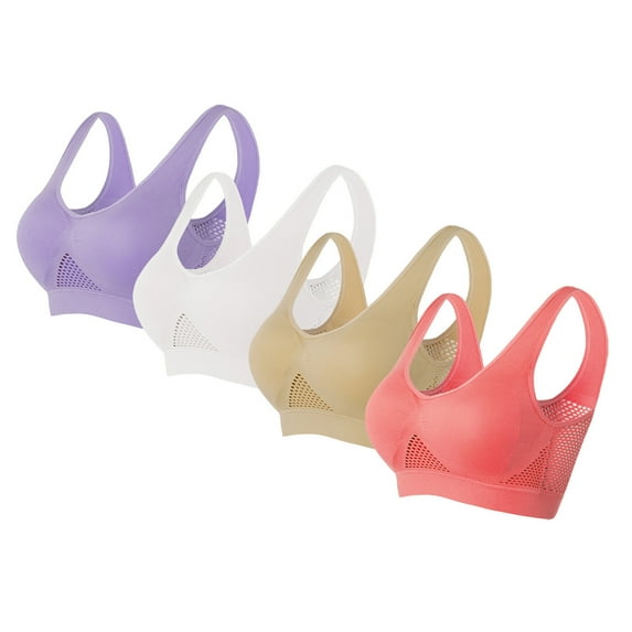 GERsome 4 Pack Sports Bras for Women Seamless Support Bra for Yoga Gym Workout Fitness, Sizes S-5XL