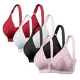 thumbnail image 1 of GERsome 4 Pack Women's Bras Wireless Full Coverage Plus Size Minimizer Non Padded Comfort Soft Bra Assorted Color, 1 of 8