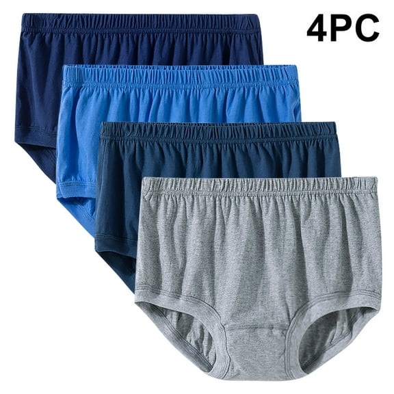 GERsome 4 Pack Women's Cotton Underwear High Waist Cotton Briefs Men's Waistband Underpants Middle-Aged Full Coverage Panties L-4XL