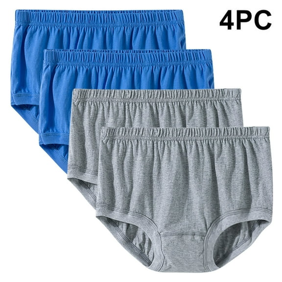 GERsome 4 Pack Women's Cotton Underwear High Waist Cotton Briefs Men's Waistband Underpants Middle-Aged Full Coverage Panties L-4XL