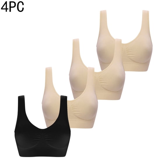 GERsome 4 Pack Yoga Bras Women Sports Bra Comfortable Sleep Bras No Underwire Seamless Workout Yoga Bra Sleep Bras for Women
