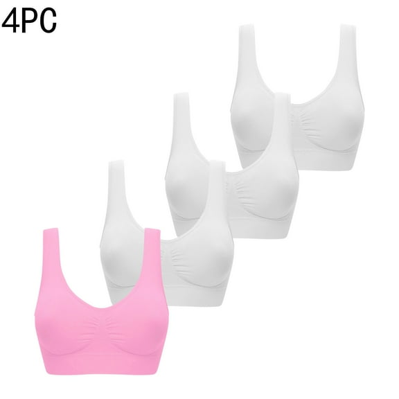 GERsome 4 Pack Women's Seamless Comfort Workout Sports Bra Low-Impact Activity Sleep Bras (S-XXXL)