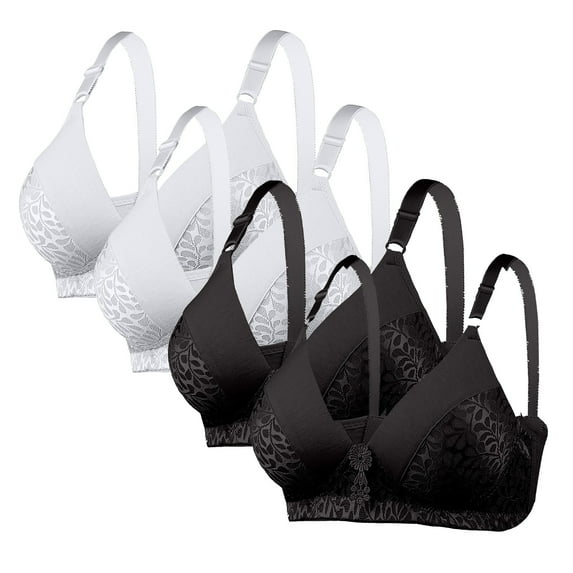 GERsome 4 Pack Women's Wireless Minimizer Bra Plus Size Non-Padded Soft Full Figure Bra Assorted Color