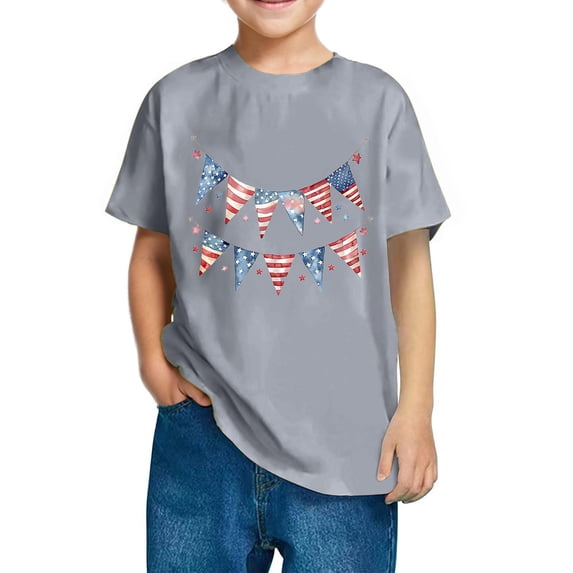 GERsome 4th of July T-Shirts for Unisex Kids Girls Cotton Short Sleeve Crew Neck American Flag Patriotic Tops Loose Fit Summer Graphic Tee, 9-10 Years