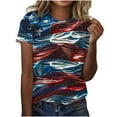 thumbnail image 1 of GERsome 4th of July Crewneck T-Shirt for Women American Flag Patriotic Short Sleeve Tops USA Flag Stars Stripes Casual Summer Tee S-2XL, 1 of 5