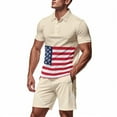 thumbnail image 1 of GERsome 4th of July Mens 2 Piece Outfits Button Down Short Sleeve Tops and Shorts Sets American Flag Graphic Summer Jogging Tracksuits S-3XL, 1 of 9