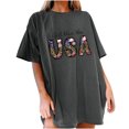 thumbnail image 1 of GERsome 4th of July Patriotic T-Shirt for Women American Flag Short Sleeve Crewneck Tops Casual Loose Fit USA Veteran Pullover Tops S-2XL, 1 of 5