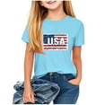 thumbnail image 1 of GERsome 4th of July Shirts for Girls Short Sleeve Crew Neck Patriotic T-Shirts American Flag Kids Tees Tops, 1 of 7