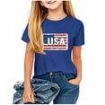 thumbnail image 1 of GERsome 4th of July Shirts for Girls Short Sleeve Crew Neck Patriotic T-Shirts American Flag Kids Tees Tops, 1 of 7