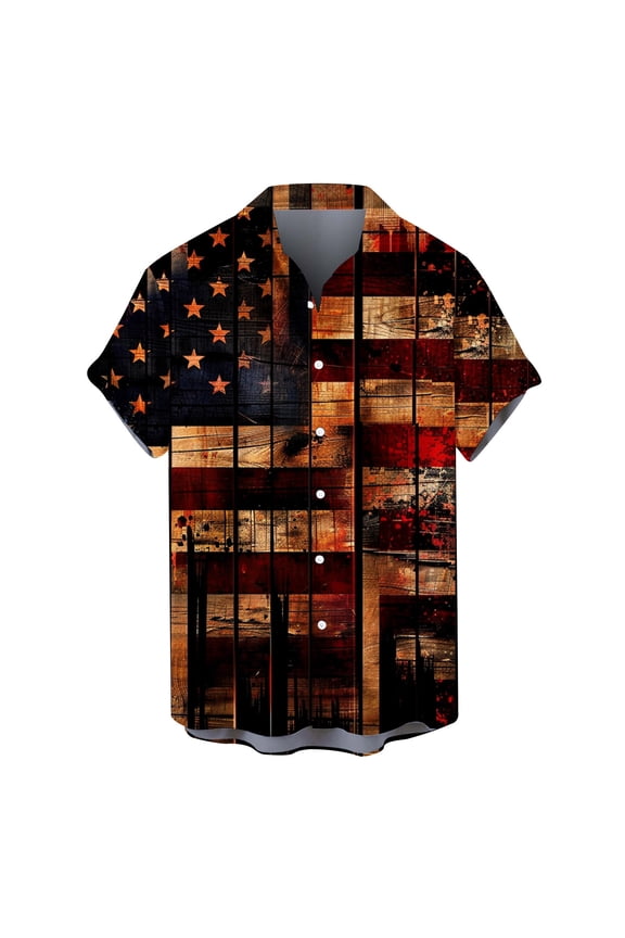 4th of July Shirts for Men American Flag Graphic Patriotic Button Down Short Sleeve Shirts Summer Holiday Beach Shirts S-3XL