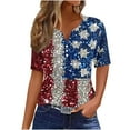 thumbnail image 1 of GERsome 4th of July T-Shirt American Flag Shirts for Women Short Sleeve V-neck USA Print Patriotic Tops Stars and Stripes Tees S-3XL, 1 of 5