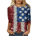 thumbnail image 1 of GERsome 4th of July T-Shirt for Women American Flag 3/4 Sleeve Crewneck Tops USA Flag Stars Stripes Patriotic Graphic Tee S-5XL, 1 of 5