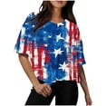 thumbnail image 1 of GERsome 4th of July T-Shirt for Women American Flag Short Sleeve Crewneck Tshirt USA Flag Stars Stripes Patriotic Graphic Tee S-3XL, 1 of 4