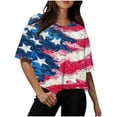 thumbnail image 1 of GERsome 4th of July T-Shirt for Women American Flag Short Sleeve Crewneck Tshirt USA Flag Stars Stripes Patriotic Graphic Tee S-3XL, 1 of 4