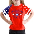 thumbnail image 1 of GERsome 4th of July T-Shirts for Boys Girls American Flag Short Sleeve Crewneck Tshirt USA Flag Stars Stripes Patriotic Graphic Tee, 5-6 Years, 1 of 4