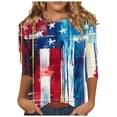 thumbnail image 1 of GERsome 4th of July T Shirts for Women 3/4 Sleeve Patriotic Pullover Tops Casual American Flag Shirts Crewneck Loose-Fit Blouses S-5XL, 1 of 5