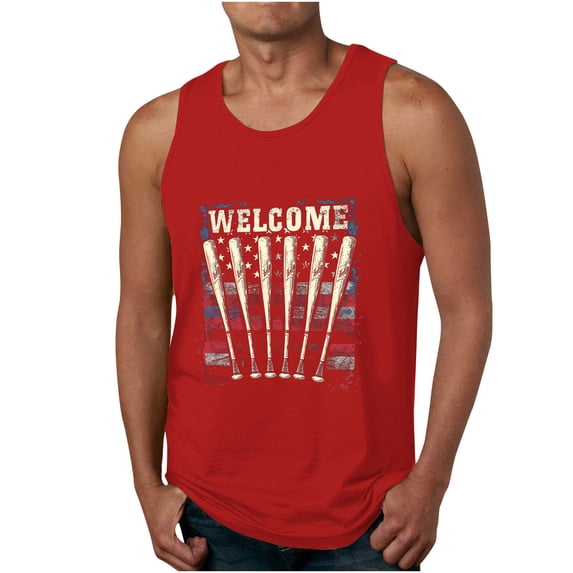GERsome 4th of July Tank Tops for Men American Flag Patriotic T Shirts Crew Neck Sleeveless Summer Loose Fit Workout Gym Muscle Tee S-4XL
