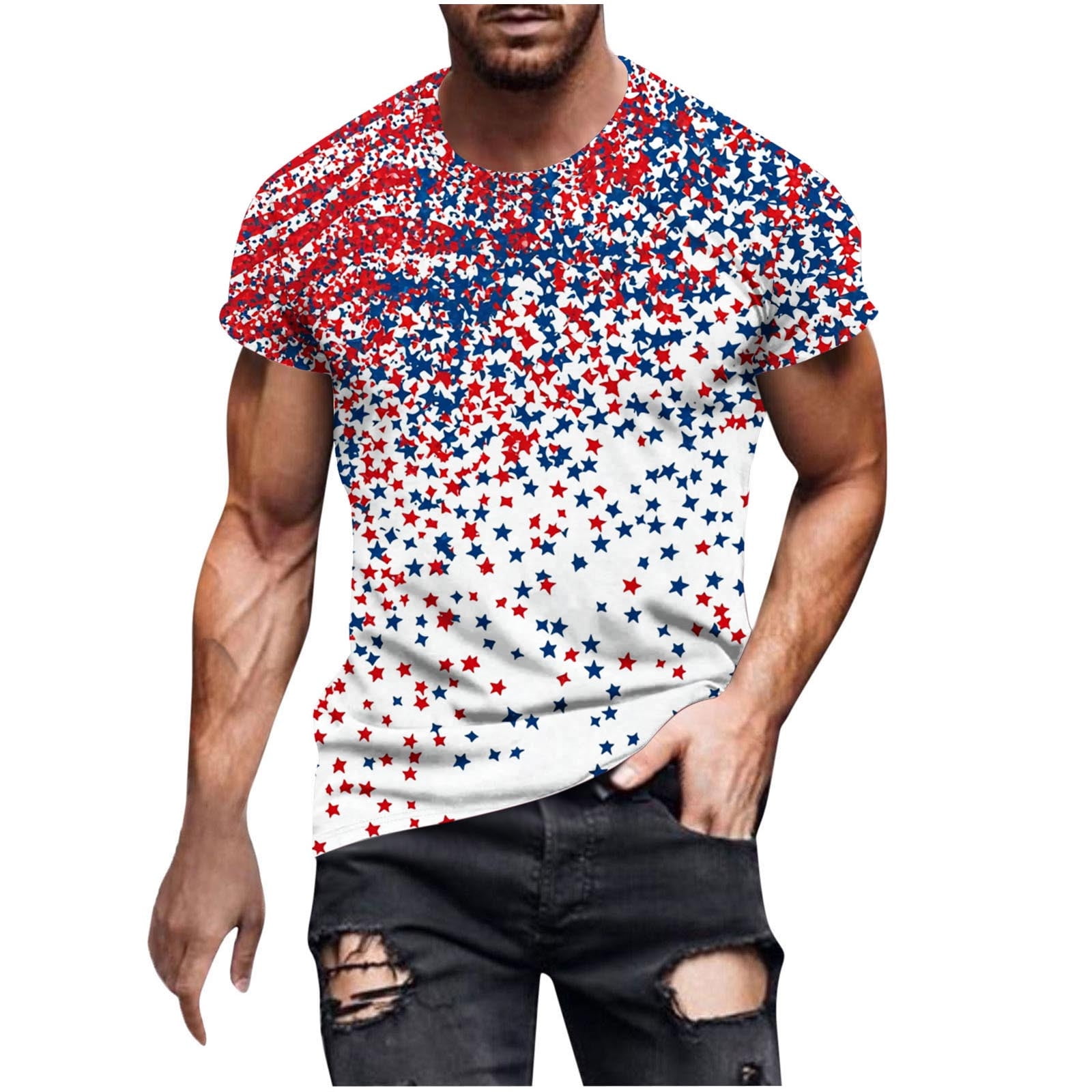 Patriotic Shirts Women Women's Patriotic V-Neck T-Shirt - Vintage American Flag Summer Top For 4th Of July & Memorial Day Vintage Flag V-neck Top