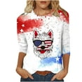 thumbnail image 1 of GERsome 4th of July Tops for Women 3/4 Sleeve American Flag Shirts Crewneck Loose Fit Tshirts USA Patriotic Graphic Summer Tees S-2XL, 1 of 4