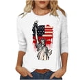 thumbnail image 1 of GERsome 4th of July Tops for Women 3/4 Sleeve American Flag Shirts Crewneck Loose Fit Tshirts USA Patriotic Graphic Summer Tees S-2XL, 1 of 4