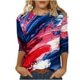 thumbnail image 1 of GERsome 4th of July Tops for Women Crewneck 3/4 Sleeve T Shirts American Flag Tunic Tops Loose Fit USA Patriotic Graphic Summer Tees S-2XL, 1 of 5