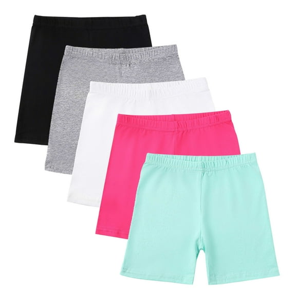GERsome 5 Pack Girls Bike Shorts Cotton Breathable Cartwheel Under Dress Dance Shorts for Toddler Girls Kids, 5-14 Years