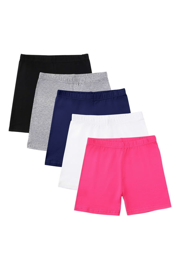 5 Pack Girls Dance Shorts Breathable Safe Bike Shorts for Biking, Cartwheeling, Yoga, Gymnastics, 5-14 Years